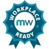Blue badge with "Workplace Ready" and "mw" logo in the center.